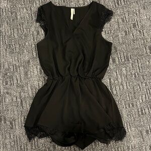 Paper Crane Black Lace Trim Dress
